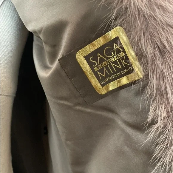 SAGA Madison Blanche MINK FUR COAT M/L Size 12Tan CreAm Timeless Piece jacket